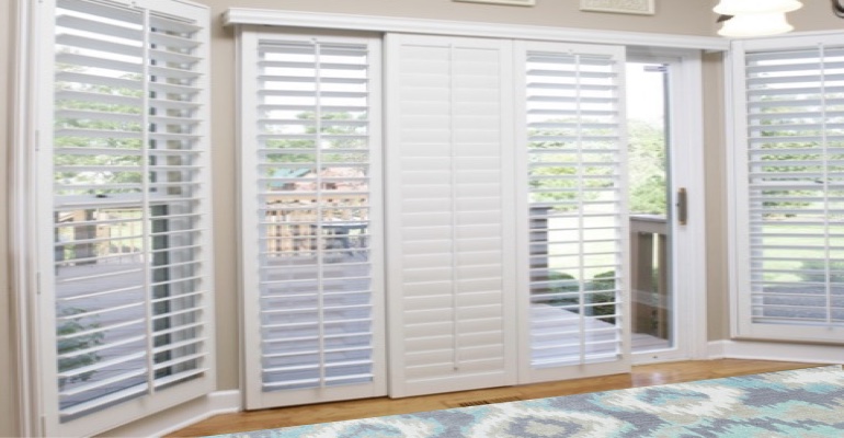 [Polywood|Plantation|Interior ]211] shutters on a sliding glass door in New York